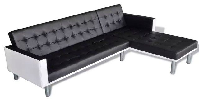 Fast Vidaxl L Shaped Sofa Bed Artificial Leather Black Vidaxl L Shaped Sofa Bed