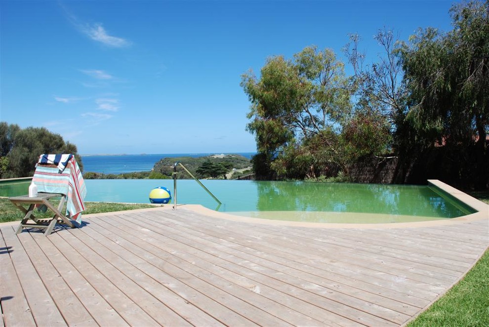 Design ideas for a beach style pool in Melbourne.