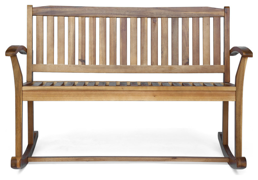 GDF Studio Dexter Outdoor Acacia Wood Rocking Love Seat Transitional