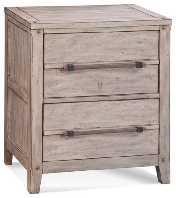 American Woodcrafters Aurora White-washed Wood Two Drawer Nightstand - Farmhouse - Nightstands ...