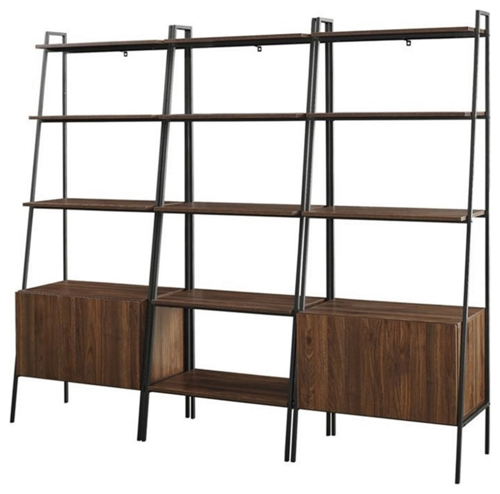 Pemberly Row 3Piece Engineered Wood Storage Shelving in Dark Walnut