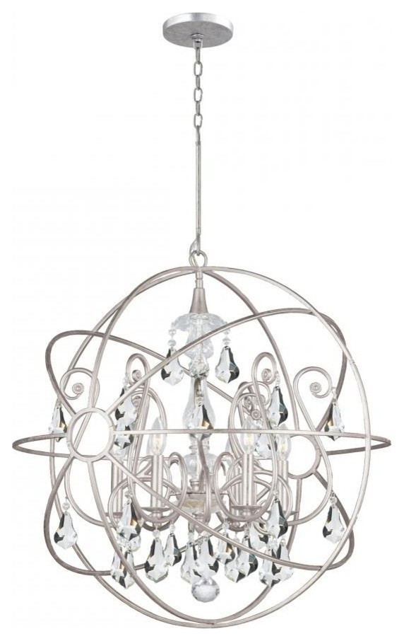 Solaris 6 Light Crystal Silver Sphere Chandelier