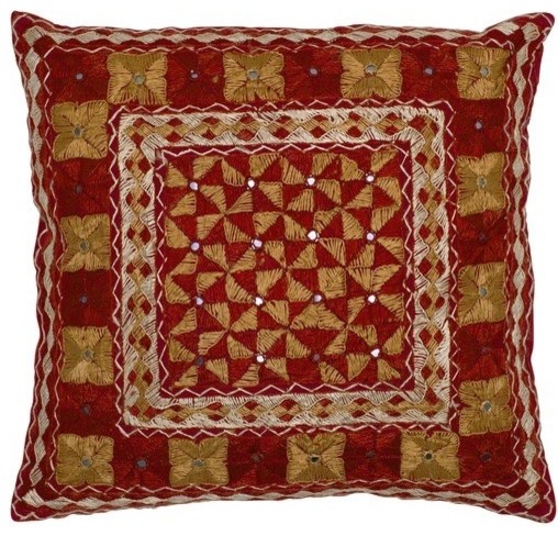 Rizzy Home - Red and Gold Decorative Accent Pillows (Set of 2) - LT0100