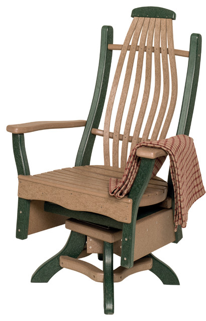 Poly Lumber Bentwood Swivel Patio Chair Green And Weather Wood Contemporary Outdoor Lounge Chairs By Furniture Barn Usa