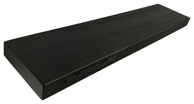 Rustic, Floating Shelf, 2" Thick x 8" Deep, with Mounting, Black, 24"