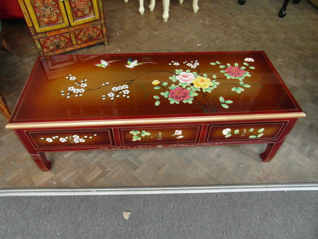 Table basse de salon chinois laqués 3 tiroirs - Asiatique - Montpellier -  par Meubles chinois laqués tibétains copies d'anciens | Houzz
