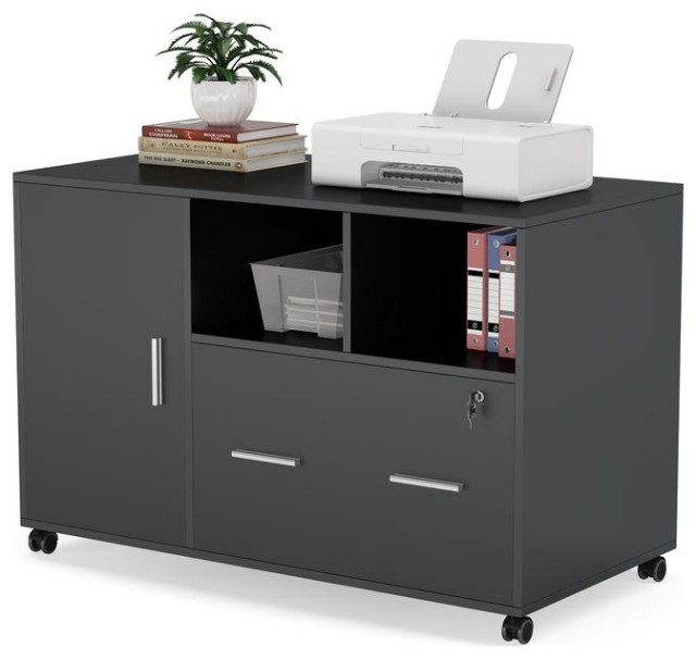 Tribesigns Office File Cabinet Modern Filing Cabinet, Black ...