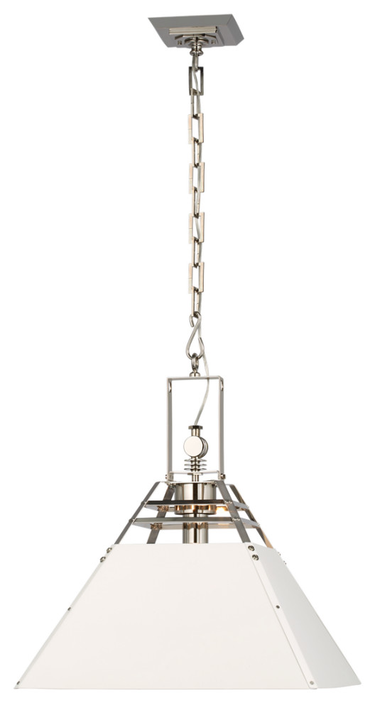 Pierre Medium Pendant in Polished Nickel and White