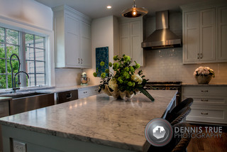 Classic Kitchen with White Carrera Marble - Traditional - Kitchen - by