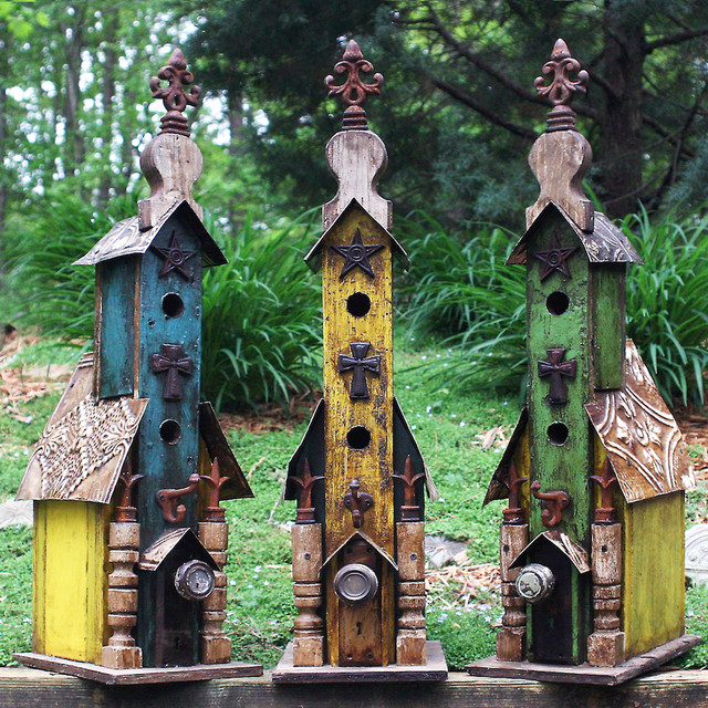 Large Vintage Church Birdhouses Eclectic Exterior Atlanta by