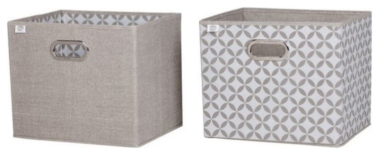 2-Piece Storage Baskets, Taupe and White