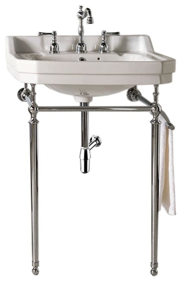 James Martin Wellington 24" Single Console Sink, Chrome Finish Stand