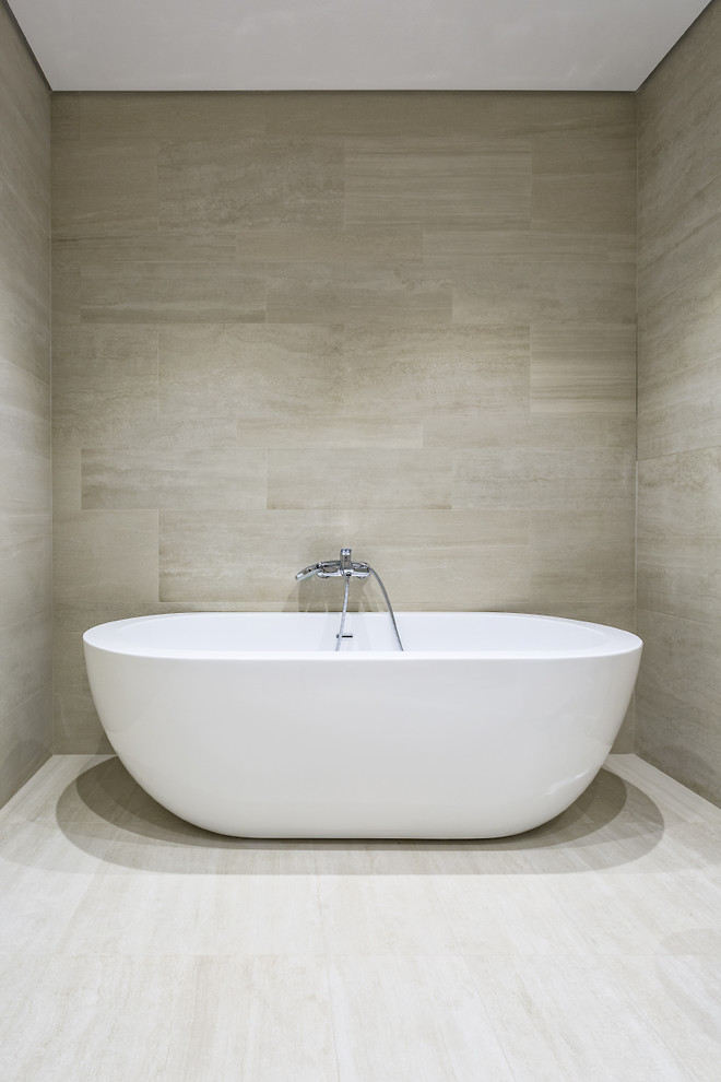 Современный проект с 2 спальнями в серых тонах.