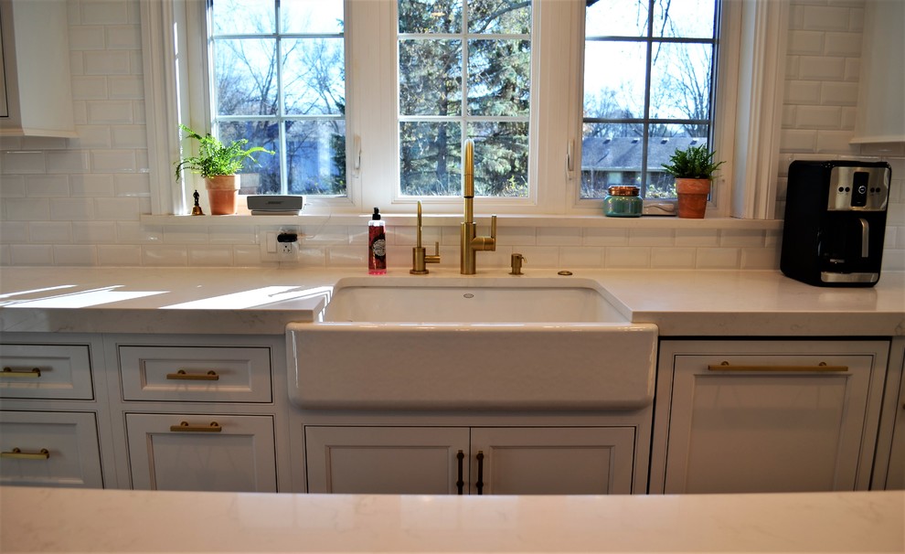 Example of a transitional home design design in Chicago