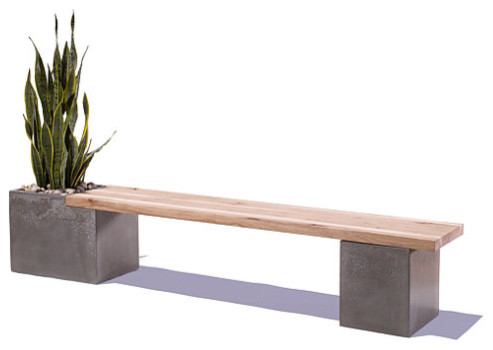 Concrete/Wood Planter Bench by Tao Concrete