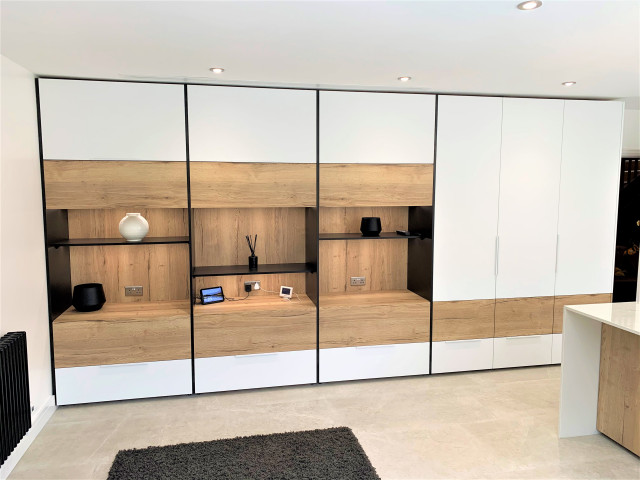 Perfect Matt Breakfasting Kitchen and Contemporary Linear Storage contemporary-kitchen