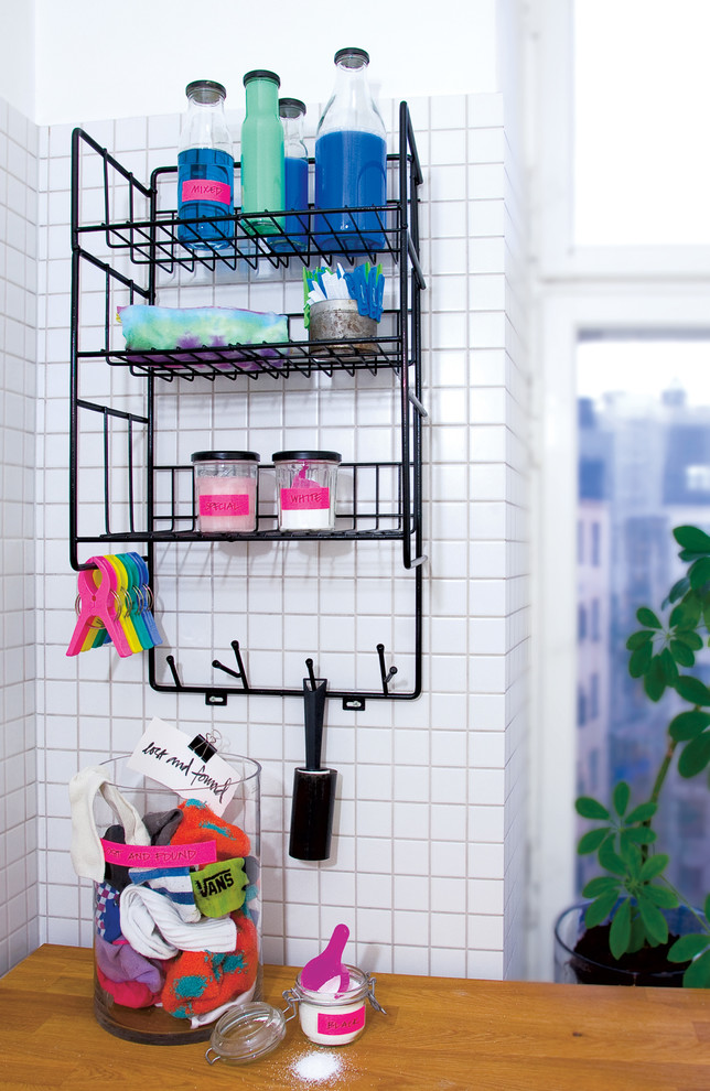 Mid-sized scandinavian laundry room in Stockholm.