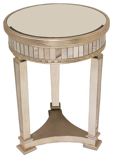 Borghese Mirrored Round End Table Transitional Side Tables And Borghese Mirrored Round End Table