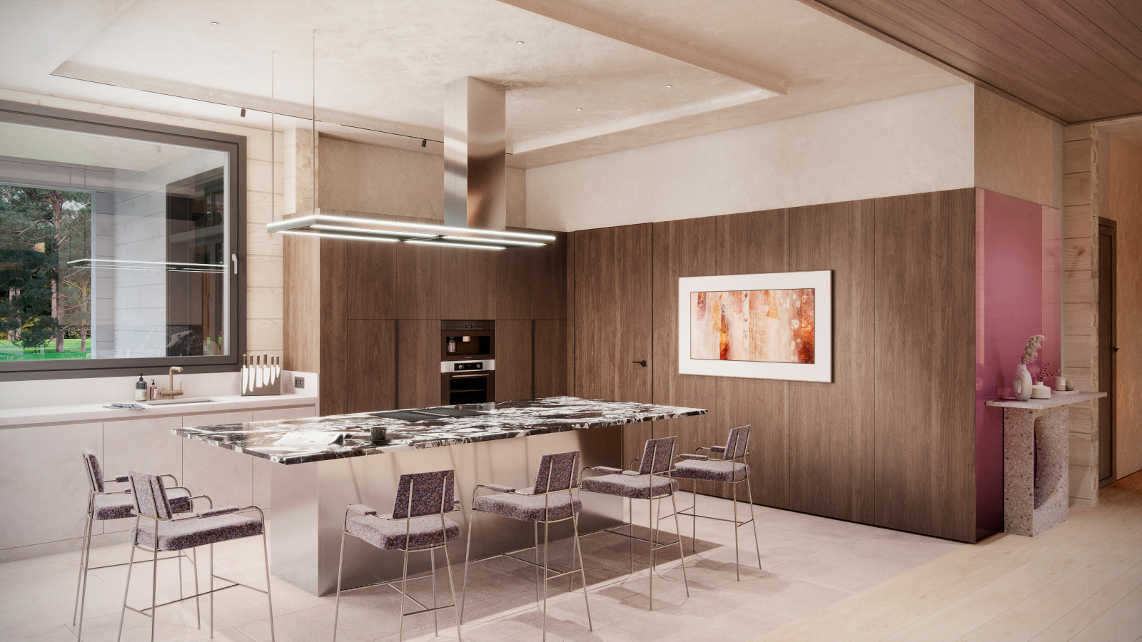 Интерьер подмосковного брусового дома компании Honka