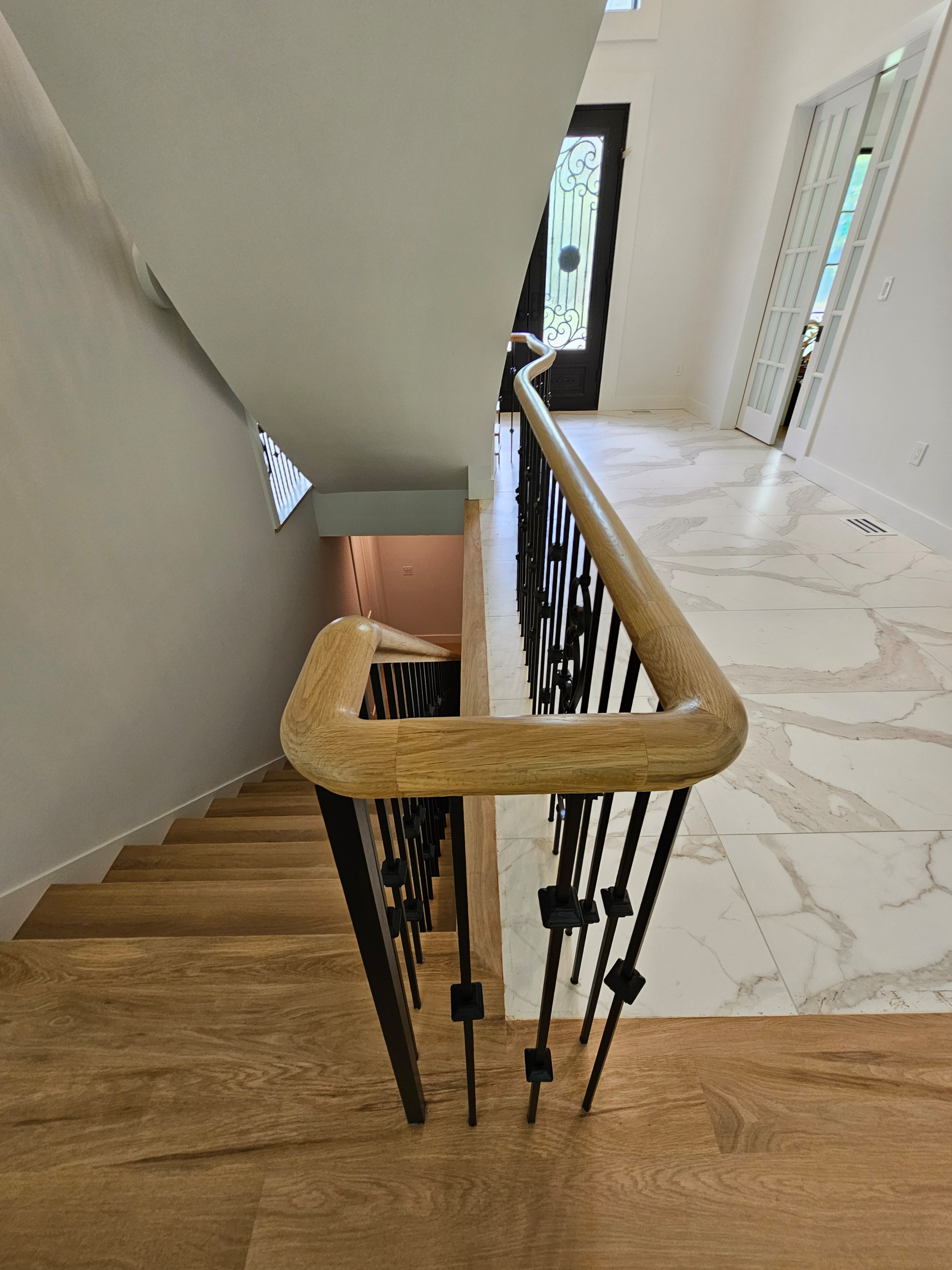 120_Luxurious White Oak Stair with Iron Balusters, Great Falls, 22066