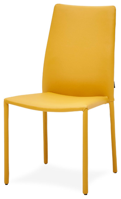 Modern Noah Dining Chair Yellow, Yellow Leather Dining Chairs