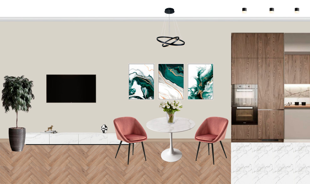 2D - коллажи кухни-гостиной (3 варианта)