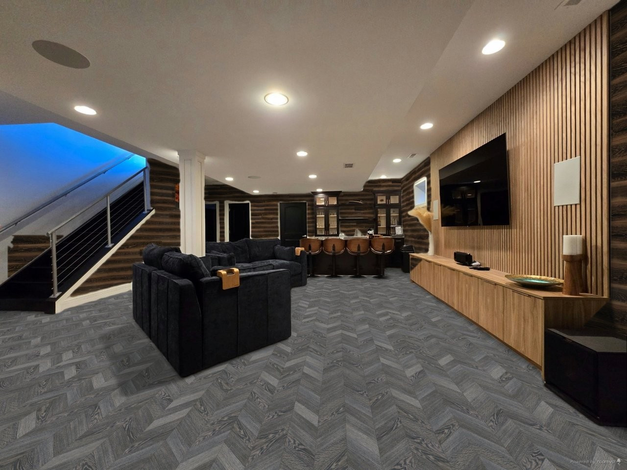 Basement Remodeling with TV Wall and Wet bar