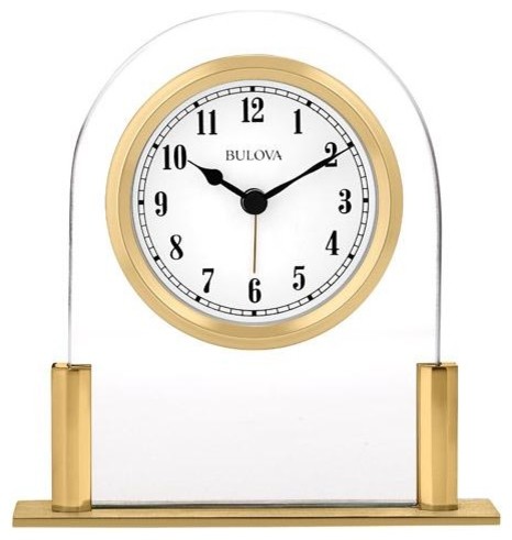 Bulova Colburn Executive Desk Alarm Clock Floating White Dial Gold Bulova Colburn Executive Desk Alarm Clock Floating White Dial Gold Tone
