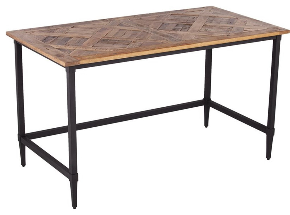UrbanPro Farmhouse Reclaimed Wooden Writing Desk in Natural and Black