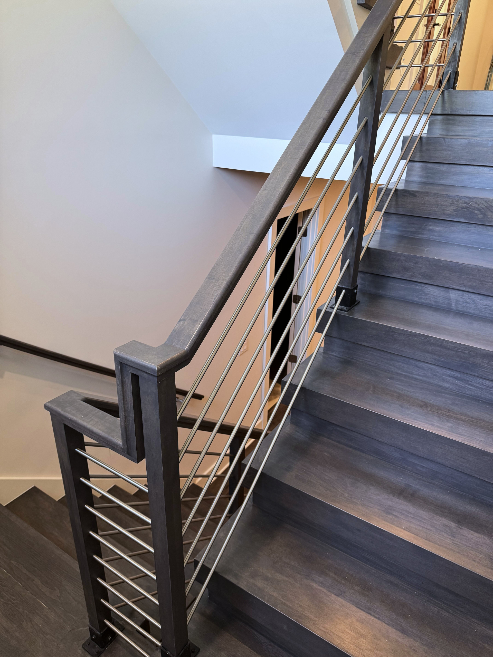 137_Transitional Maple Staircase with Stainless Steel Rail, Clifton, VA 2014
