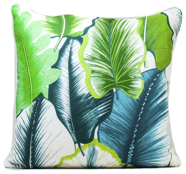 Designer Pillow Cover, 18x18 Tropical Decorative Pillows by