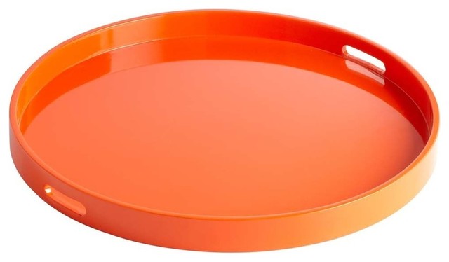 Cyan Design 05505 Large Estelle Tray, Orange Lacquer