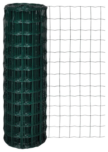 vidaXL Fence Barrier Fence Metal Fence for Poultry Steel 82ft x 3.9ft Green