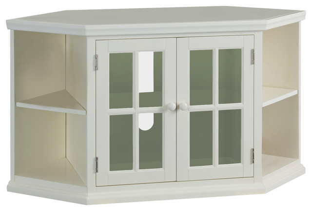 Leick Riley Holliday 46 Corner Tv Stand With Bookcases In White
