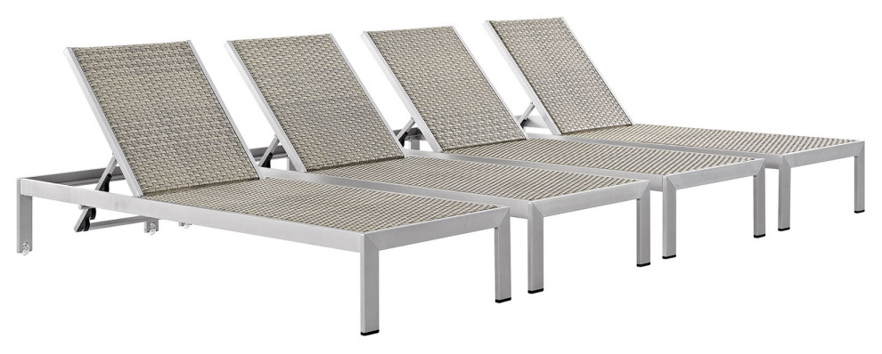 Shore Chaise Outdoor Patio Aluminum Set of 4