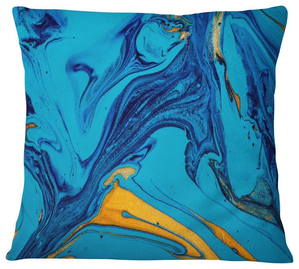 Soft Blue Abstract Acrylic Paint Mix Abstract Throw Pillow, 18"x18"