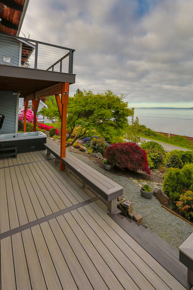 Deck - large coastal side yard deck idea in Seattle