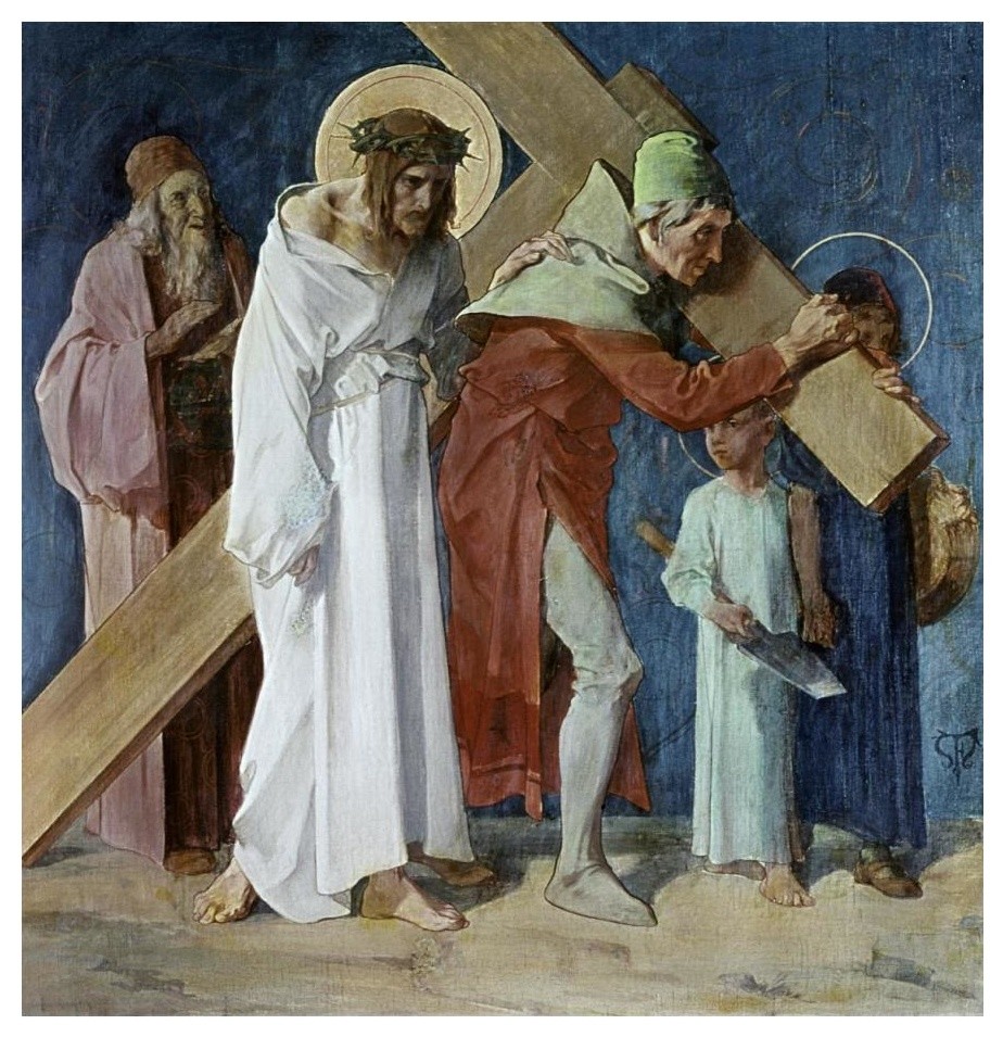 Simon Of Cyrene Helps Jesus 5th Station Of The Cross Paper Art Traditional Prints And Posters By Global Gallery Houzz