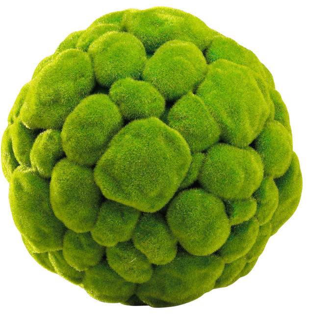 Moss Sphere Decorative Object or Figurine in Moss Green Rustic