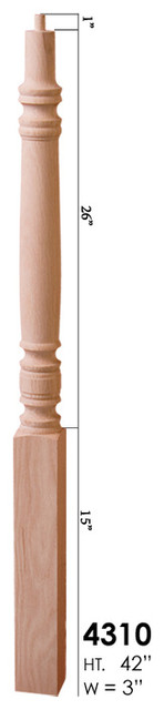 Oak 4310 Concord Style Pin Top Newel Post