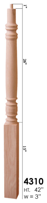 Oak 4310 Concord Style Pin Top Newel Post