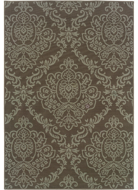 La Jolla Indoor and Outdoor Floral Gray and Blue Rug, 6'7"x9'6"