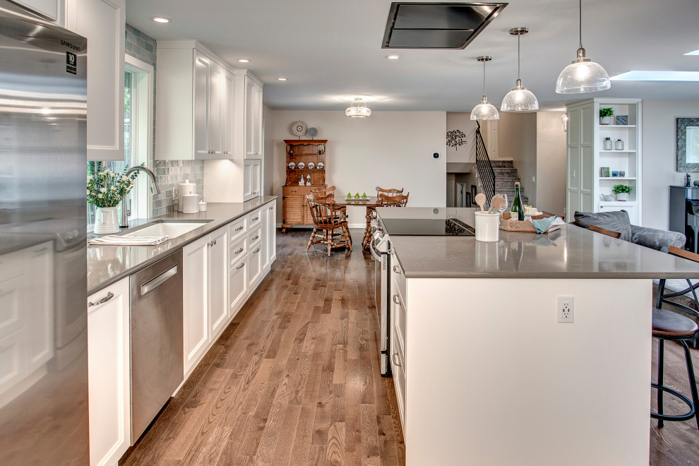 Example of a transitional kitchen design in Seattle