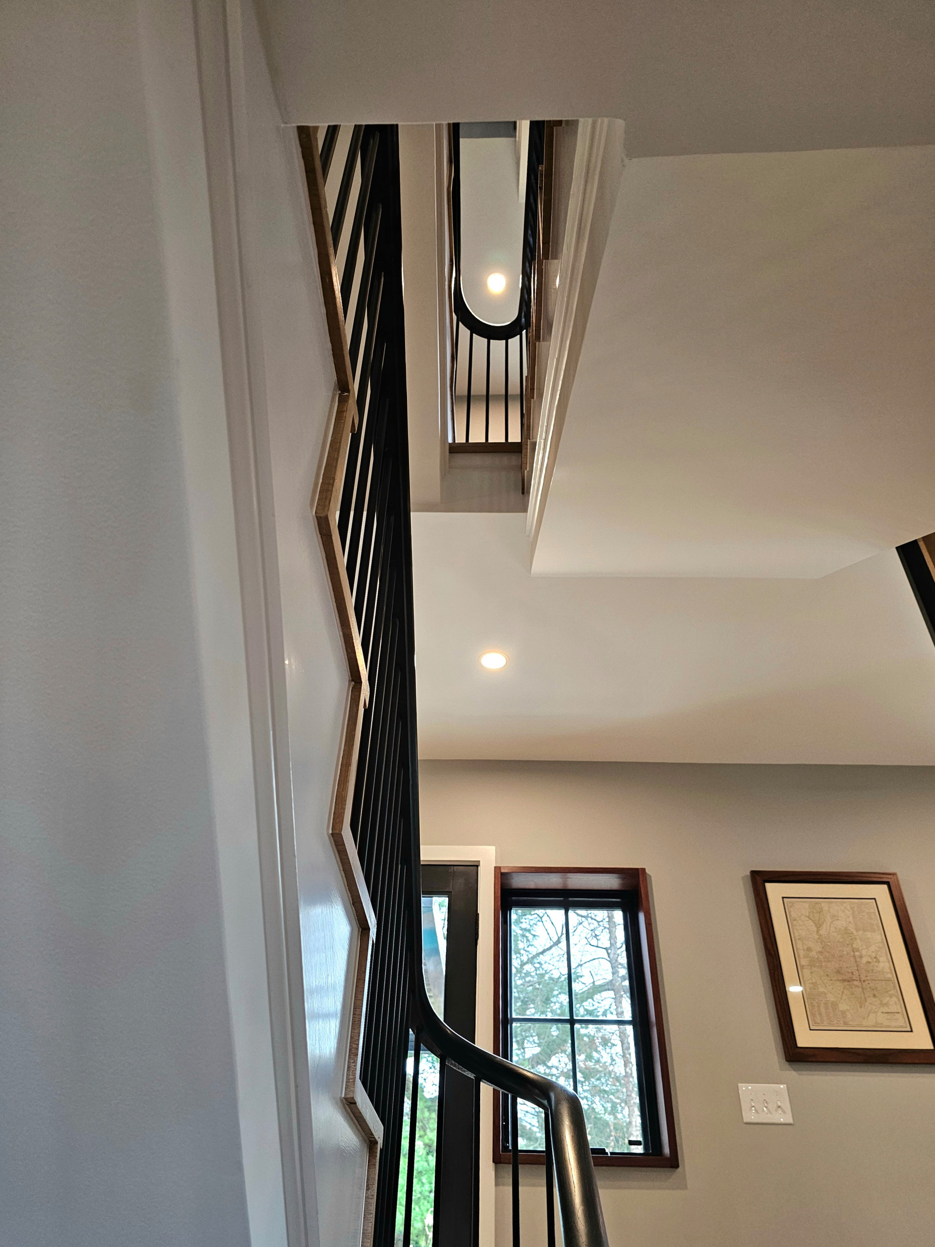 115_Stunning Continuous Rail System on 3 Story Floating Stairs; Arlington, VA 22