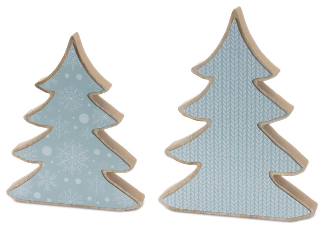 Tiered Wood Pine Tree (Set of 2)