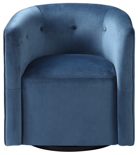 Uttermost Mallorie Blue Swivel Chair Transitional Armchairs And