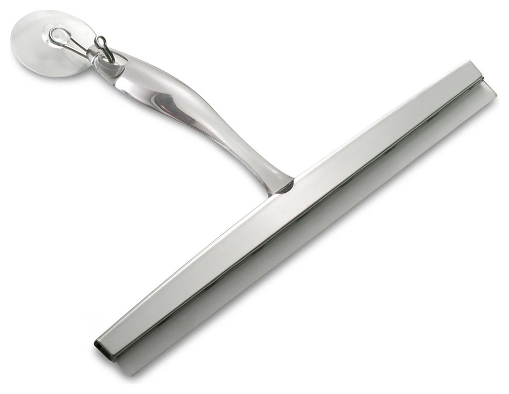InterDesign 58740 Zia Bath Squeegee with Stainless Accents, 12", Clear