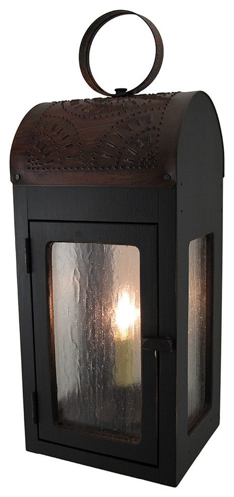 Sturbridge Primitive Punched Tin Lakeview Electric Candle Lantern Lamp 20 In