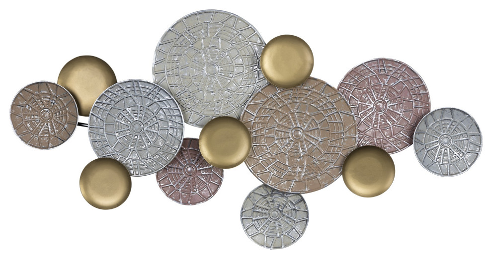 Pink and Gold Metal Plate Wall D"cor Contemporary Metal Wall Art