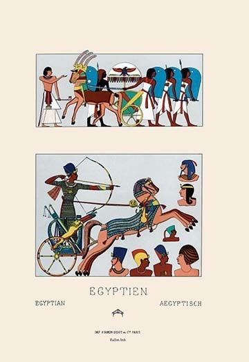 Egyptian Military Hairstyles and Costumes- Paper Poster 20" x 30"